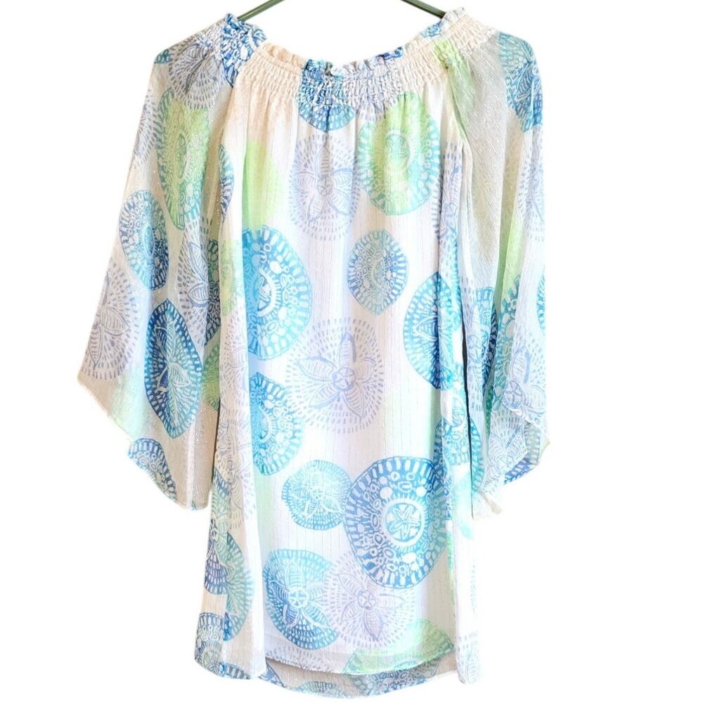 Lilly Pulitzer Abi silk blend off shoulder sandollar mini dress size xs - Picture 3 of 8